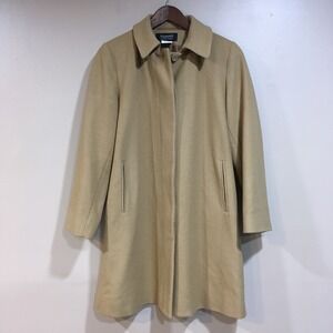 Vintage Harve Benard 100% Wool Long Coat Women 4P Tan Camel Classic Quiet Luxury